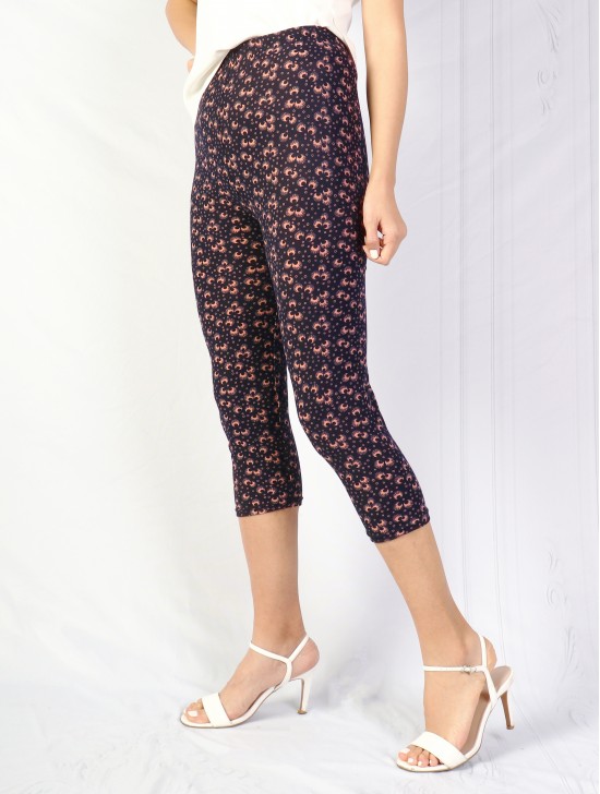 Flower Print Capri Stretch Legging